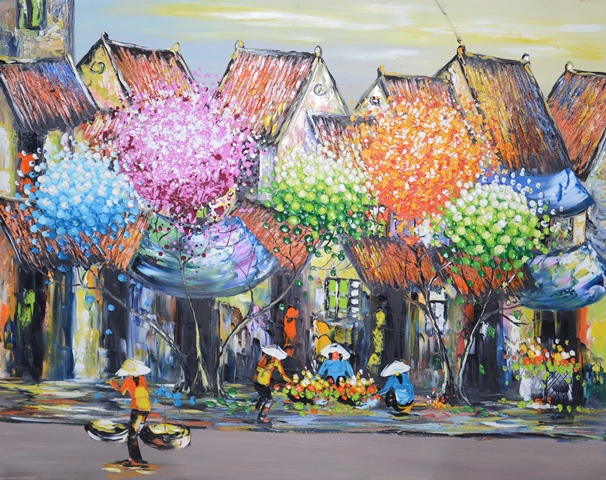 Tranh Sơn Dầu Chợ Hoa 2